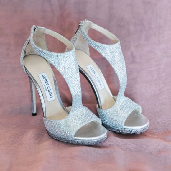 Jimmy Choo LANA 120 Silver Shoes 37.5 - Picture 1 of 9